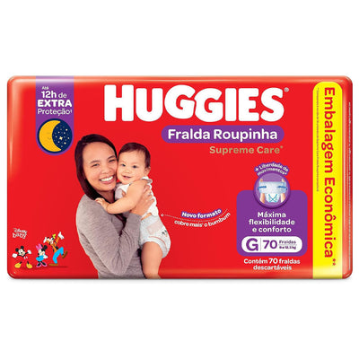 Fralda Huggies Supreme Care Roupinha G Com 70 fraldas