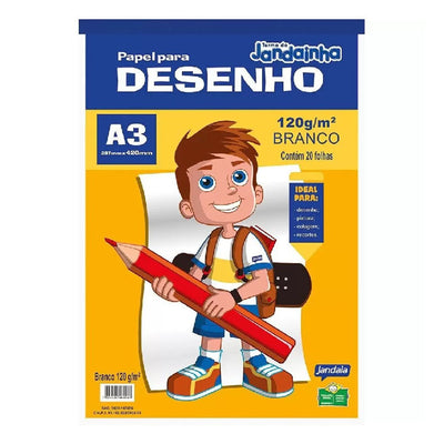 Bloco Escolar Desenho A3 120g 20 Folhas Branco - Jandaia