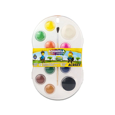 Aquarela em Pastilha com 12 cores -  Acrilex