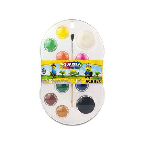 Aquarela em Pastilha com 12 cores -  Acrilex