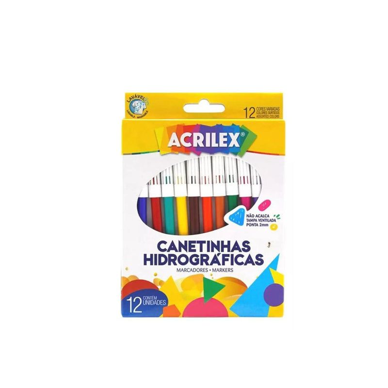 Caneta Hidrografica com 12 Cores